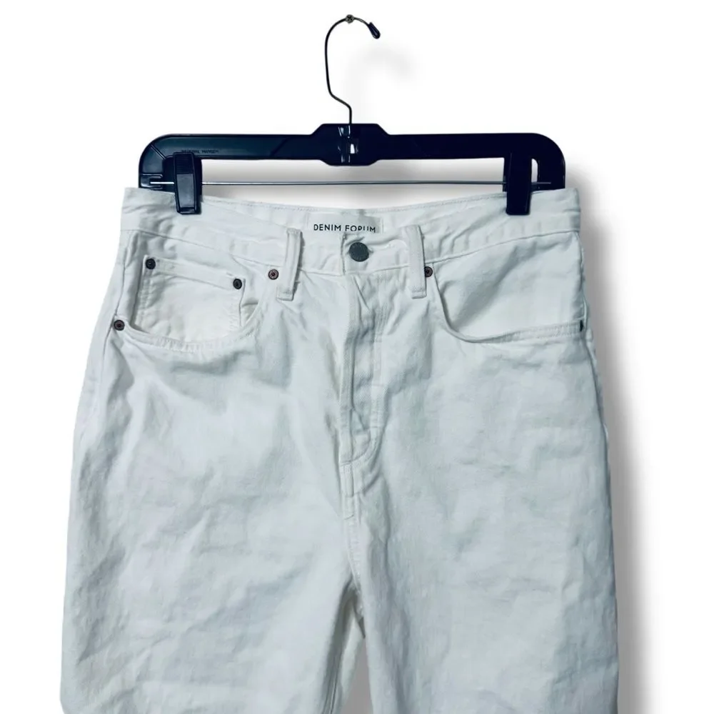 Denim Forum Joni Loose Jeans 28 White High Rise Cropped Off Duty Denim Core